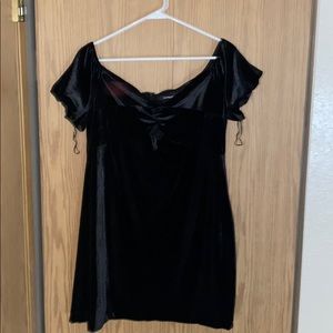 Express black velvet mini dress